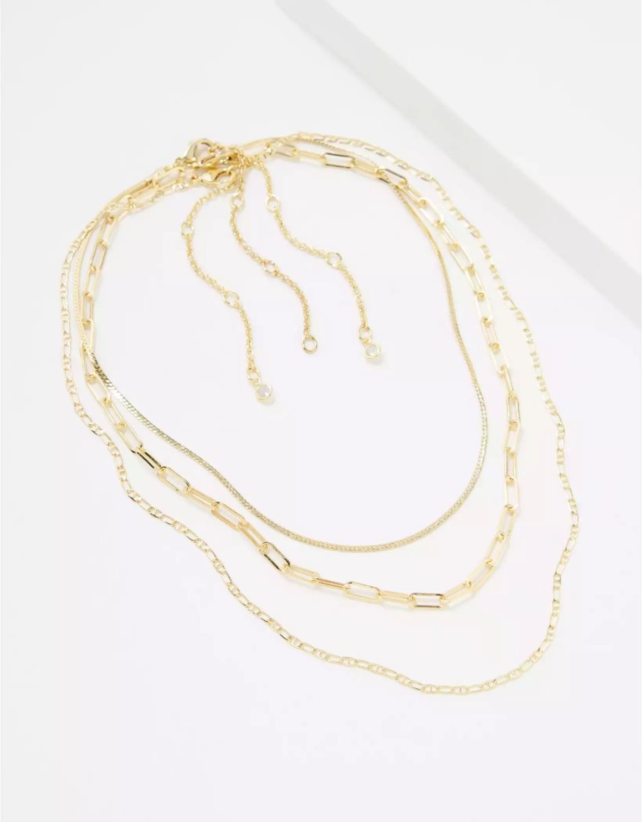 Bijoux American Eagle AEO Core Necklace 3-Pack Doré Femme | MYK-96389294